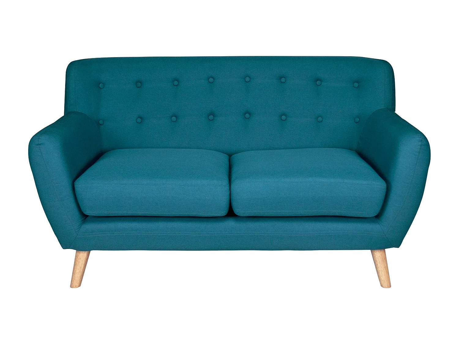 Divano 2 posti in tessuto blu petrolio dallo stile scandinavo mod. Emily