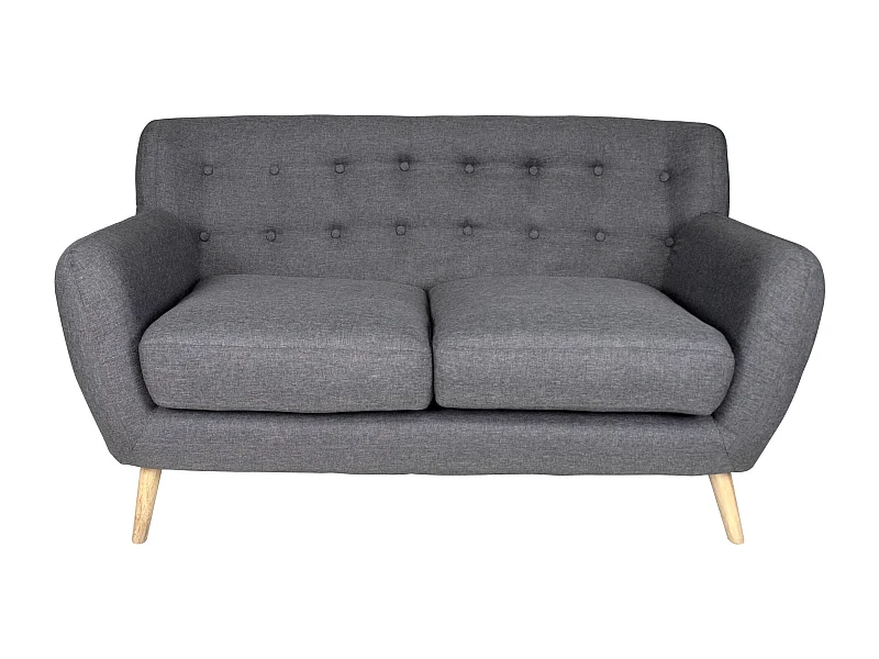 Divano 2 posti in tessuto grigio scuro dallo stile scandinavo mod. Emily