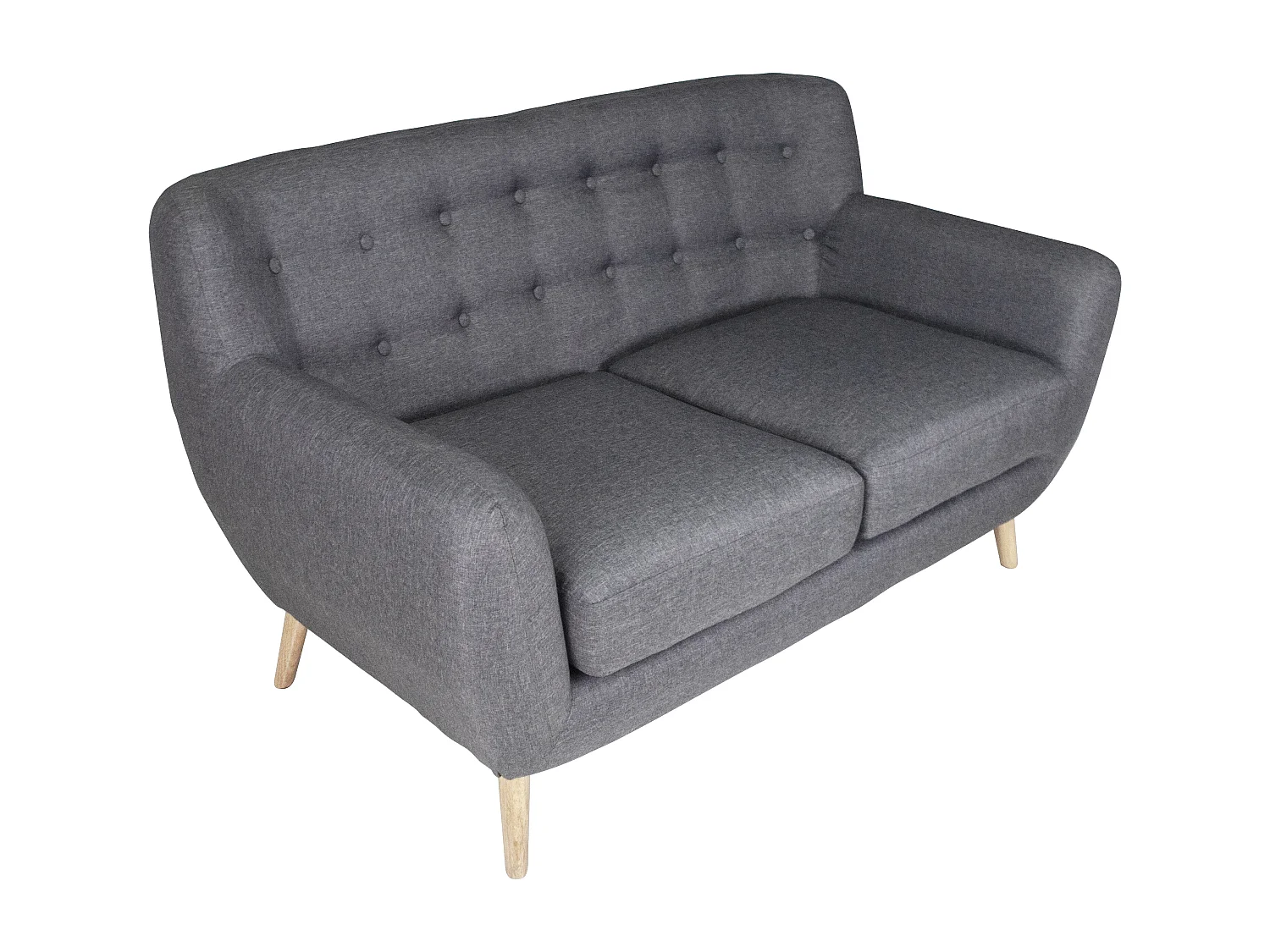 Divano 2 posti in tessuto grigio scuro dallo stile scandinavo mod. Emily