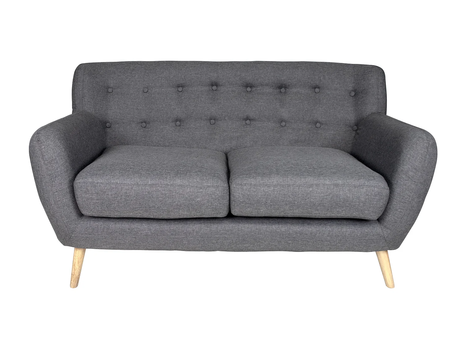 Divano 2 posti in tessuto grigio scuro dallo stile scandinavo mod. Emily