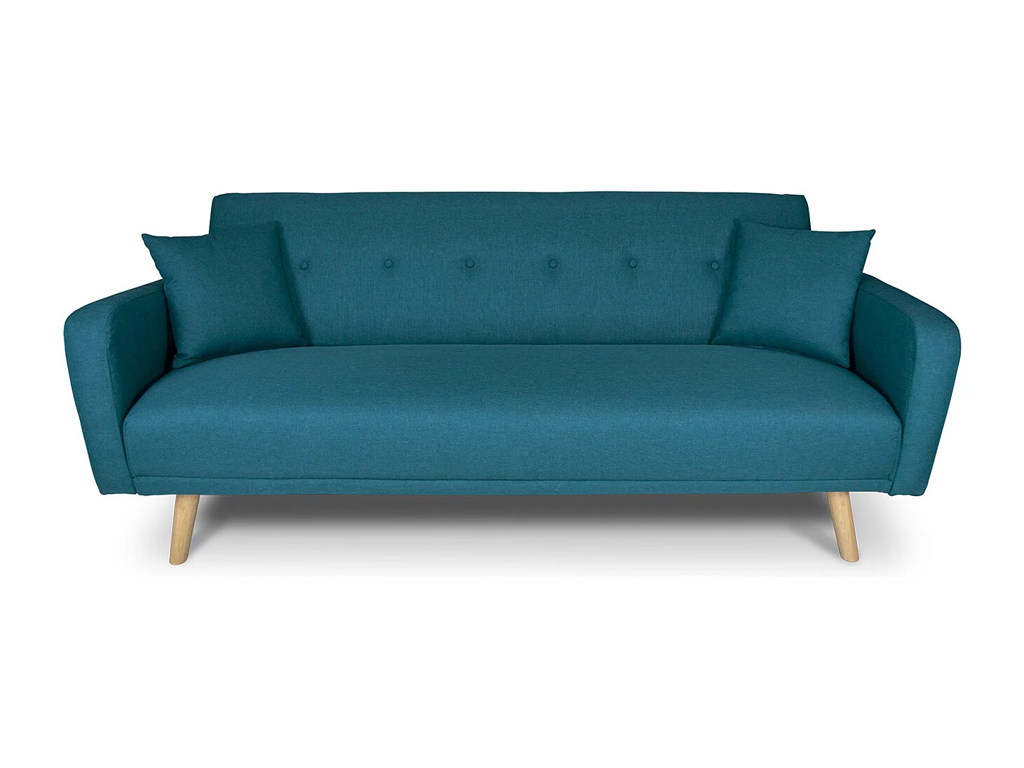 Divano letto clic clac in tessuto blu petrolio, divano 3 posti mod. Henry