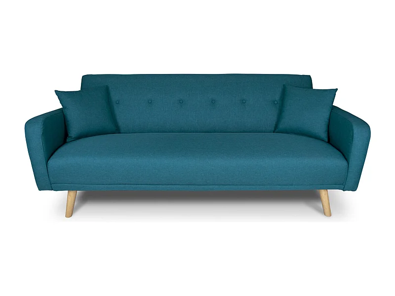 Divano letto clic clac in tessuto blu petrolio, divano 3 posti mod. Henry