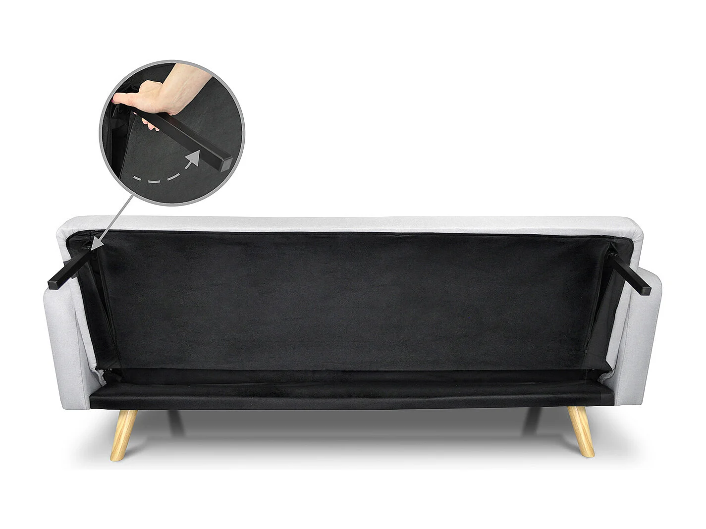 Divano letto clic clac in tessuto grigio, divano 3 posti mod. Henry