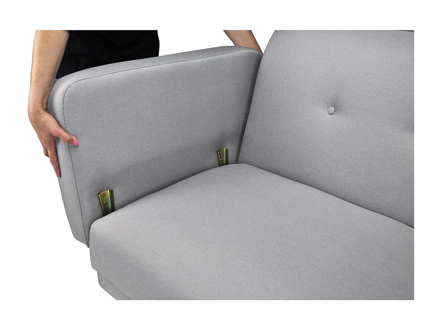 Divano letto clic clac in tessuto grigio, divano 3 posti mod. Henry