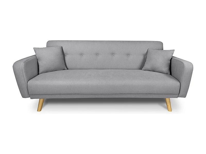 Divano letto clic clac in tessuto grigio, divano 3 posti mod. Henry