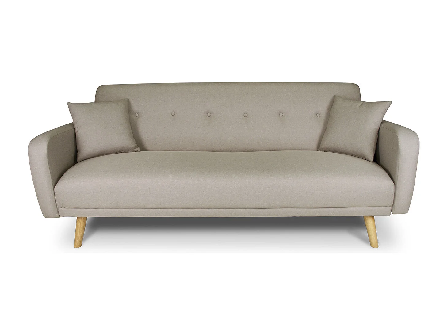 Divano letto clic clac in tessuto tortora, divano 3 posti mod. Henry