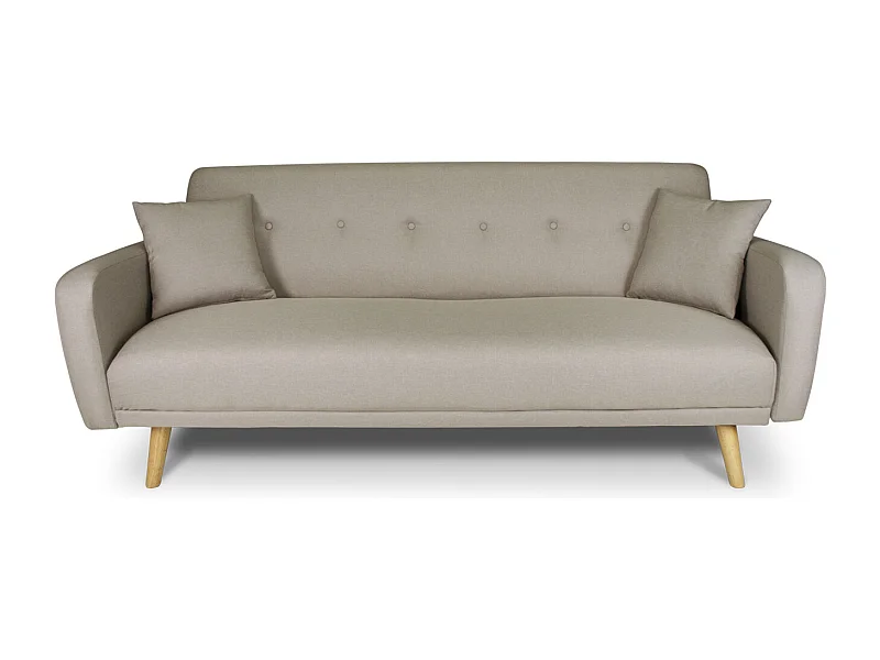 Divano letto clic clac in tessuto tortora, divano 3 posti mod. Henry