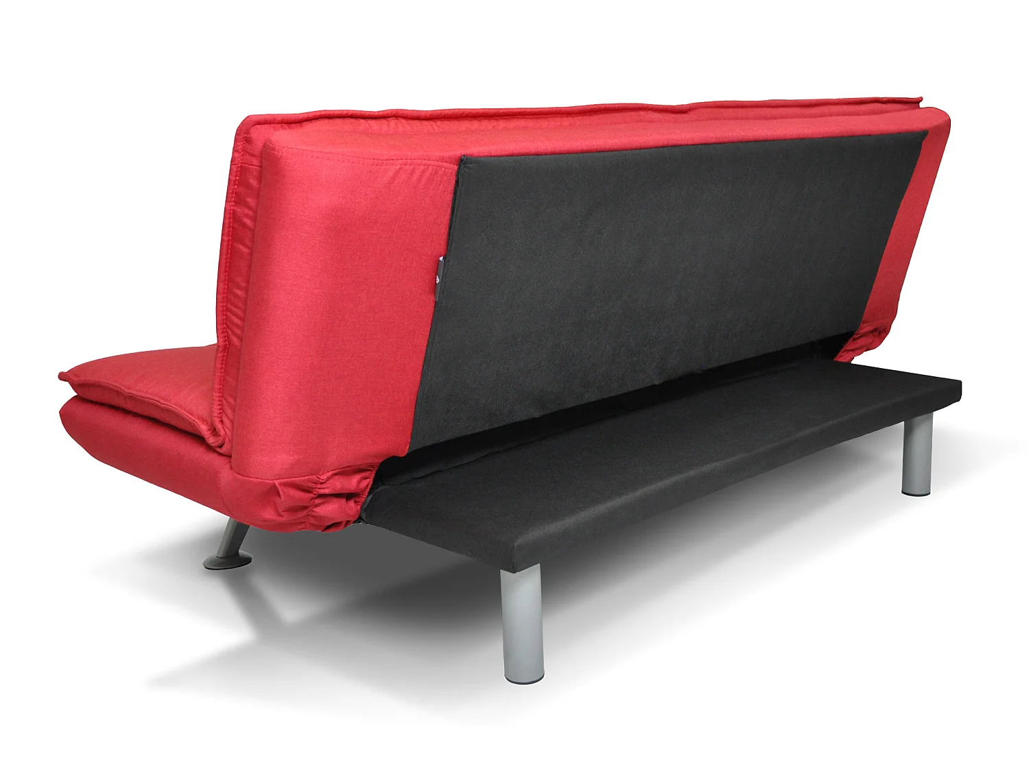 Divano letto clic clac in tessuto rosso, divano 3 posti mod. Iris