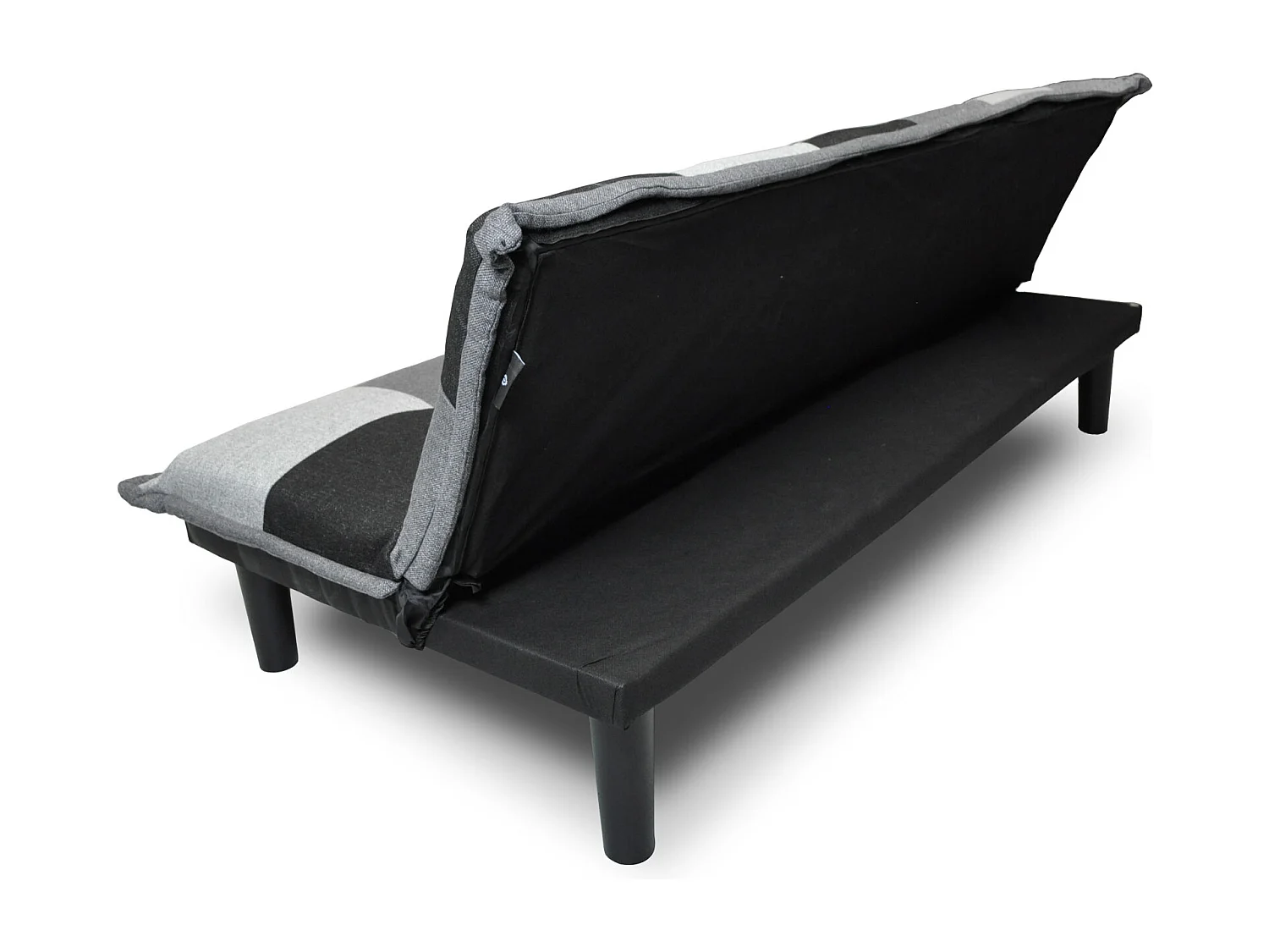 Divano letto clic clac Russell, in tessuto grigio scuro-nero-grigio chiaro