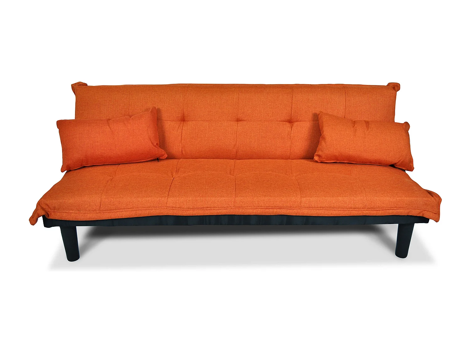 Divano letto clic clac, divanetto Russell in tessuto arancione