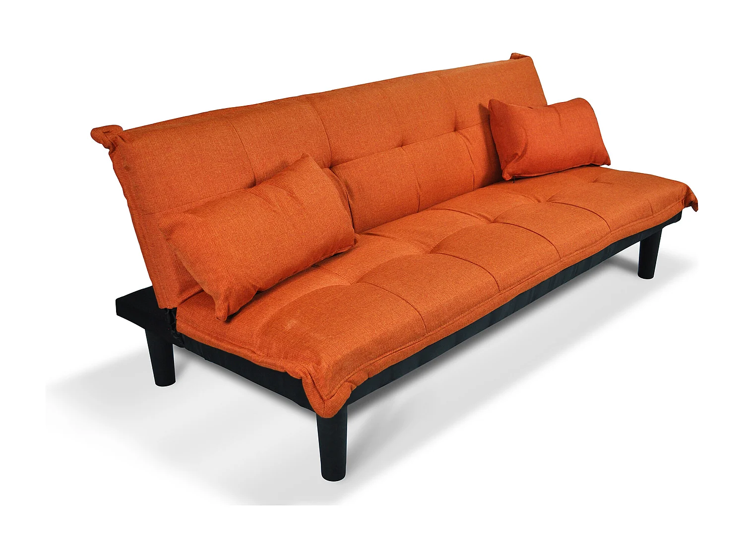 Divano letto clic clac, divanetto Russell in tessuto arancione