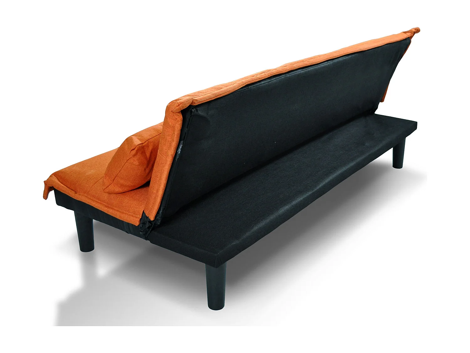 Divano letto clic clac, divanetto Russell in tessuto arancione