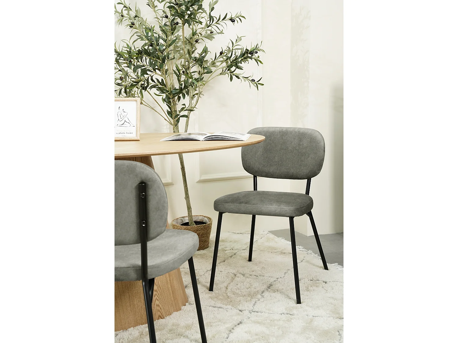 Chaise tapissée - gris - BREVERY