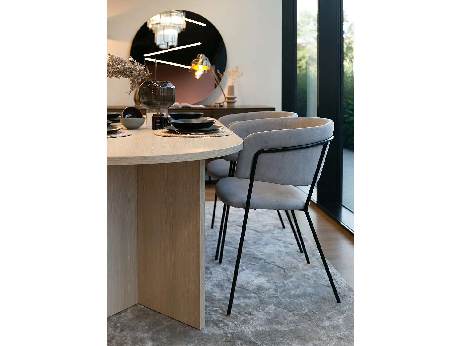 Chaise tapissée - gris/base noir - PROOLS