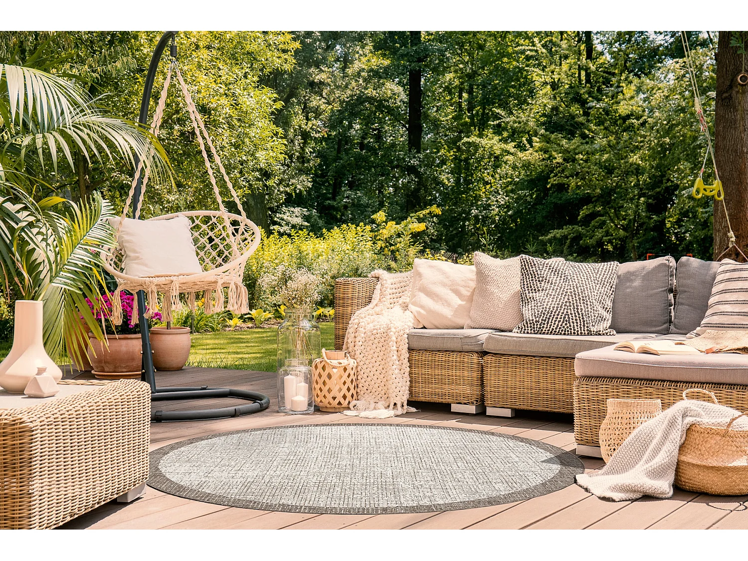 Tapete SIZAL FLOORLUX CIRCULO 20401 Quadro champanhe / taupe cercle 160 cm