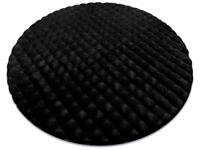 Tapis BUBBLE cercle noir 25 IMITATION DE FOURRURE DE LAPIN 3D structur cercle 100 cm