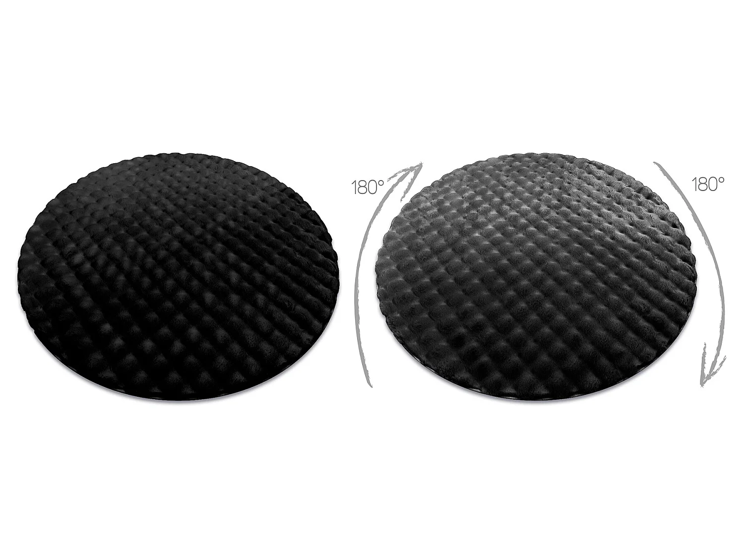 Tapis BUBBLE cercle noir 25 IMITATION DE FOURRURE DE LAPIN 3D structur cercle 100 cm