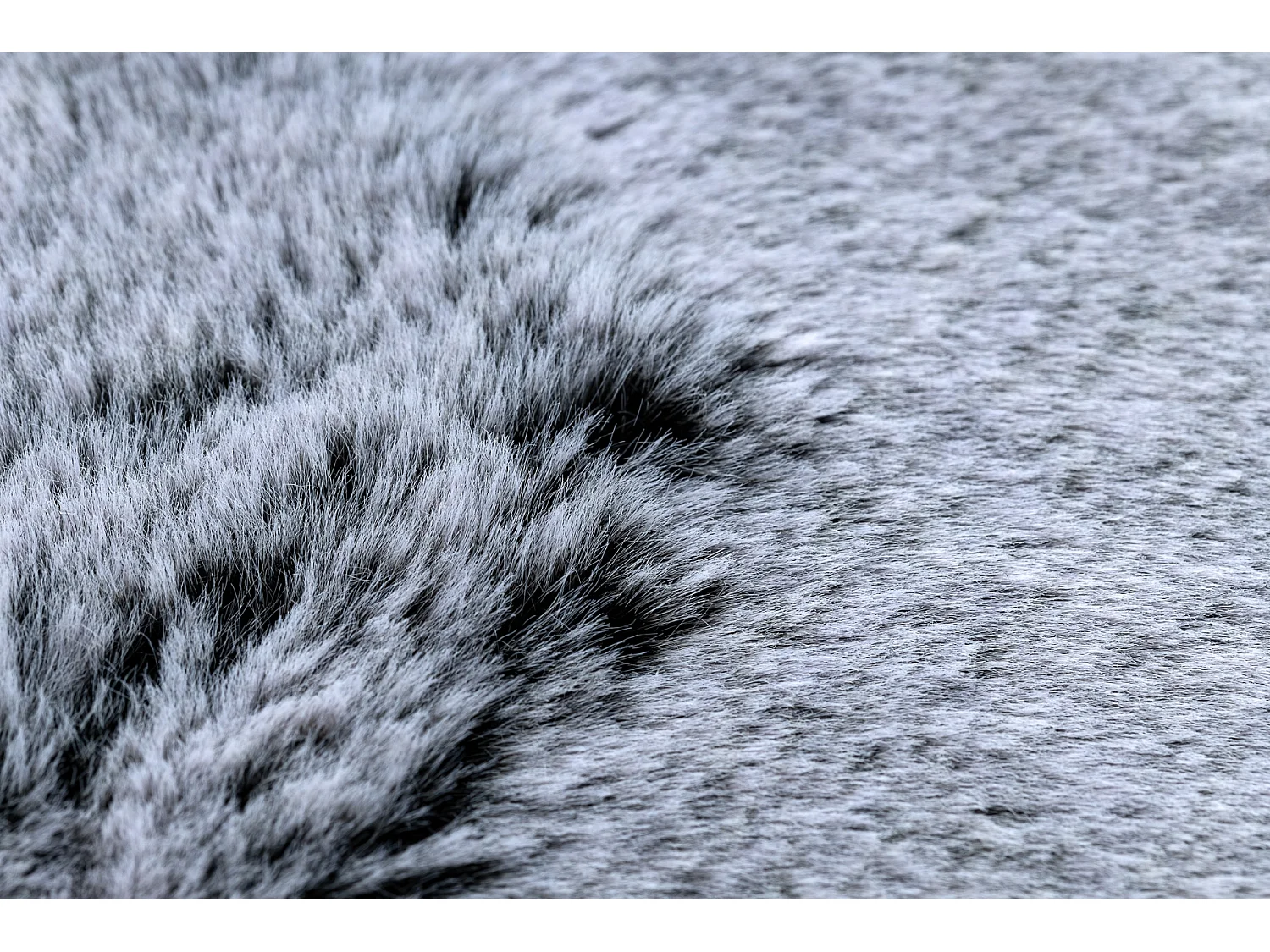 Tapijt LAPIN Shaggy ROND zwart / ivoor, anti slip , Wasbaar , cercle 100 cm