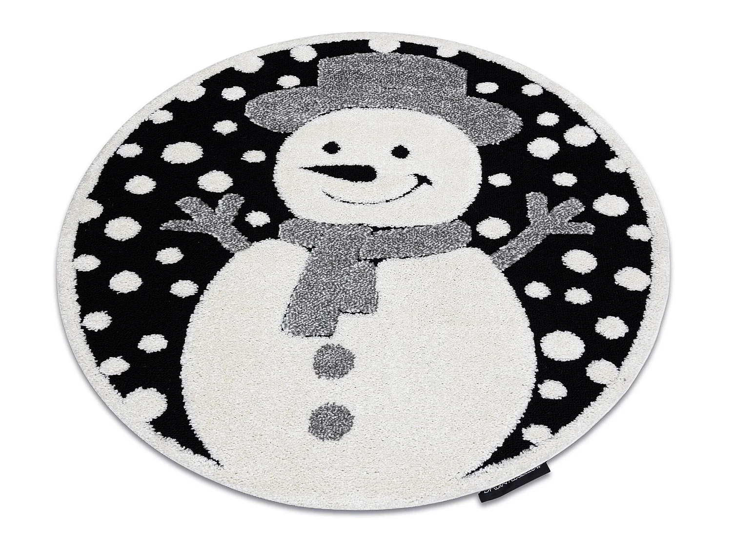 Tapis enfant moderne JOY Cercle Snowman bonhomme de neige, pour enfant cercle 120 cm