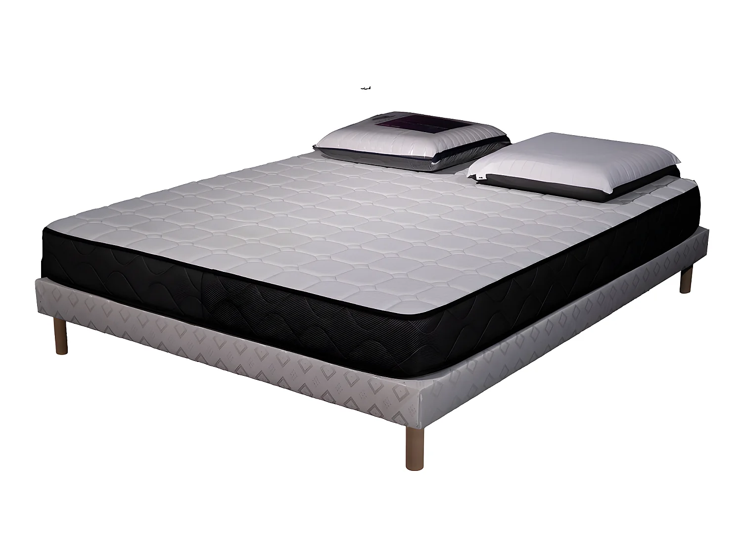 Ensemble matelas mousse acceuil mémoire Memory - 160x200 - 2 Oreiller visco 60x60 et Sommier blanc