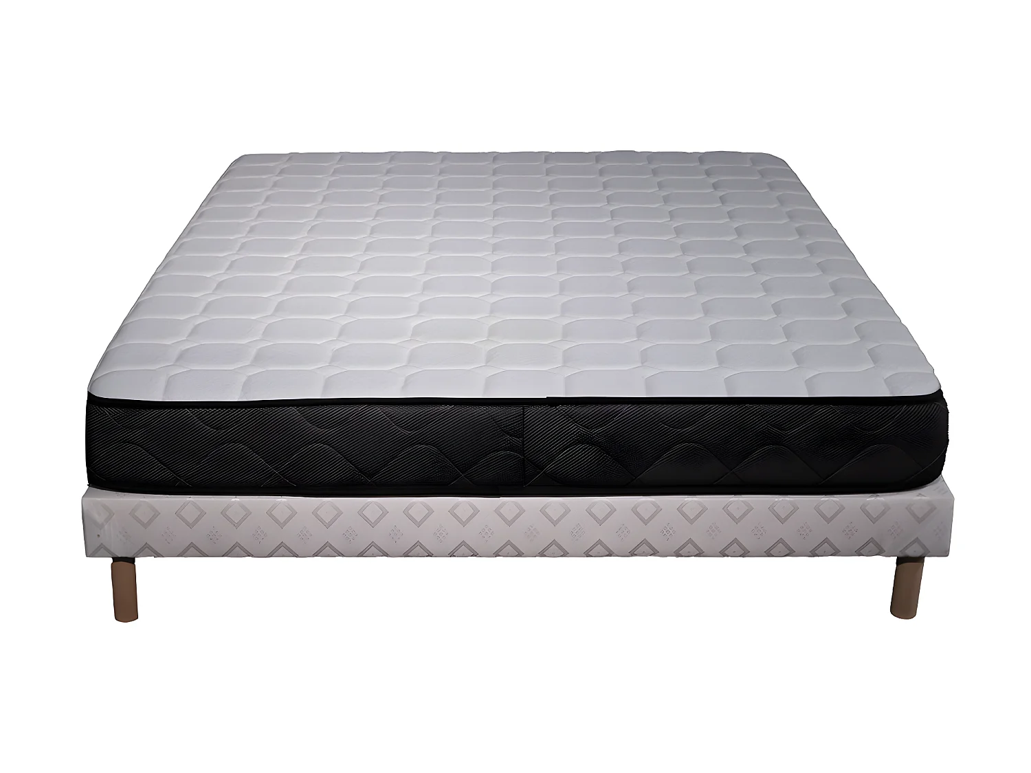 Ensemble Matelas mousse Memory - 160x200 - accueil mémoire de forme - Sommier blanc