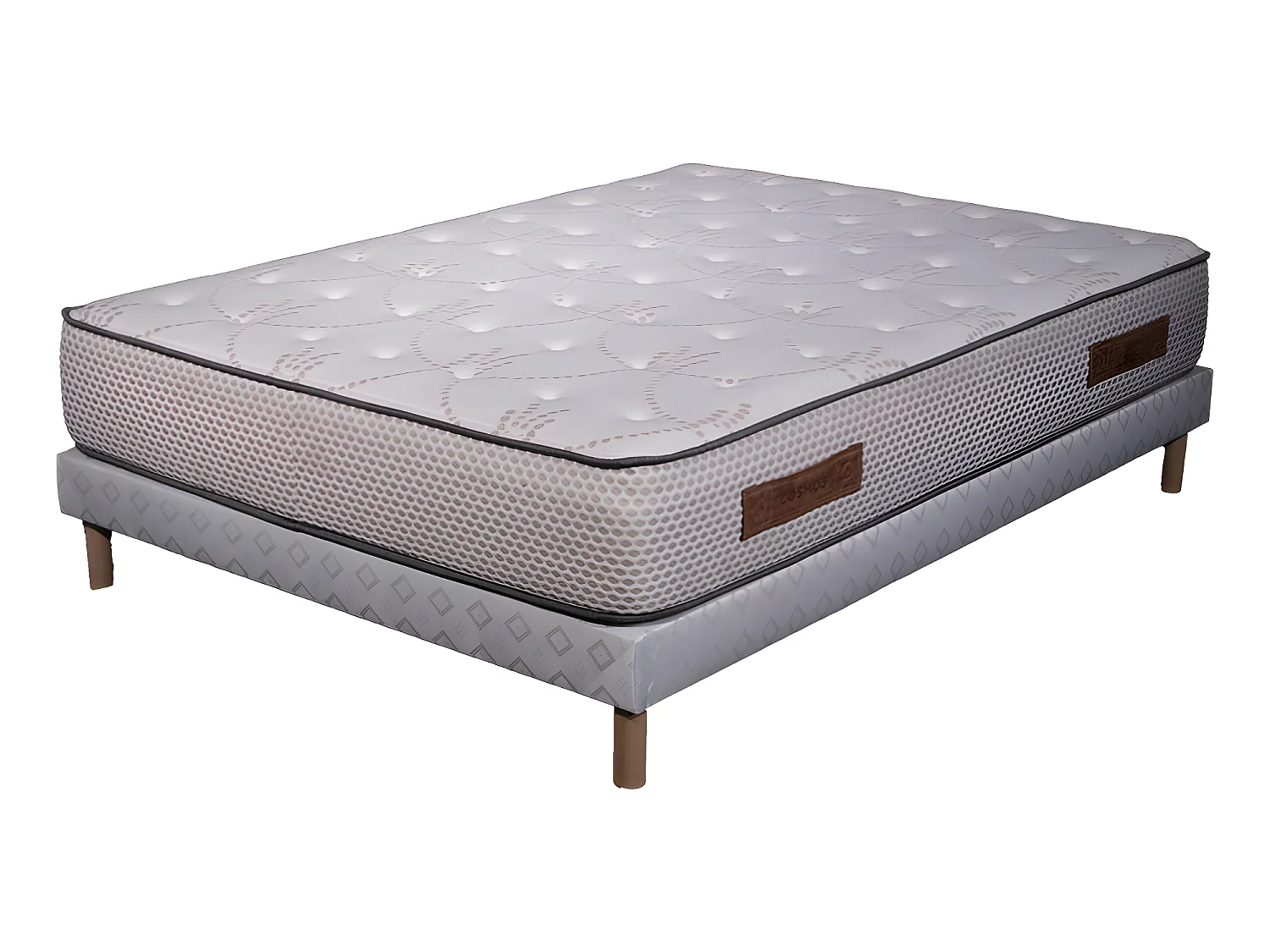 Ensemble Matelas mousse Cosmos White - 90x190cm - accueil mémoire de forme et Sommier blanc
