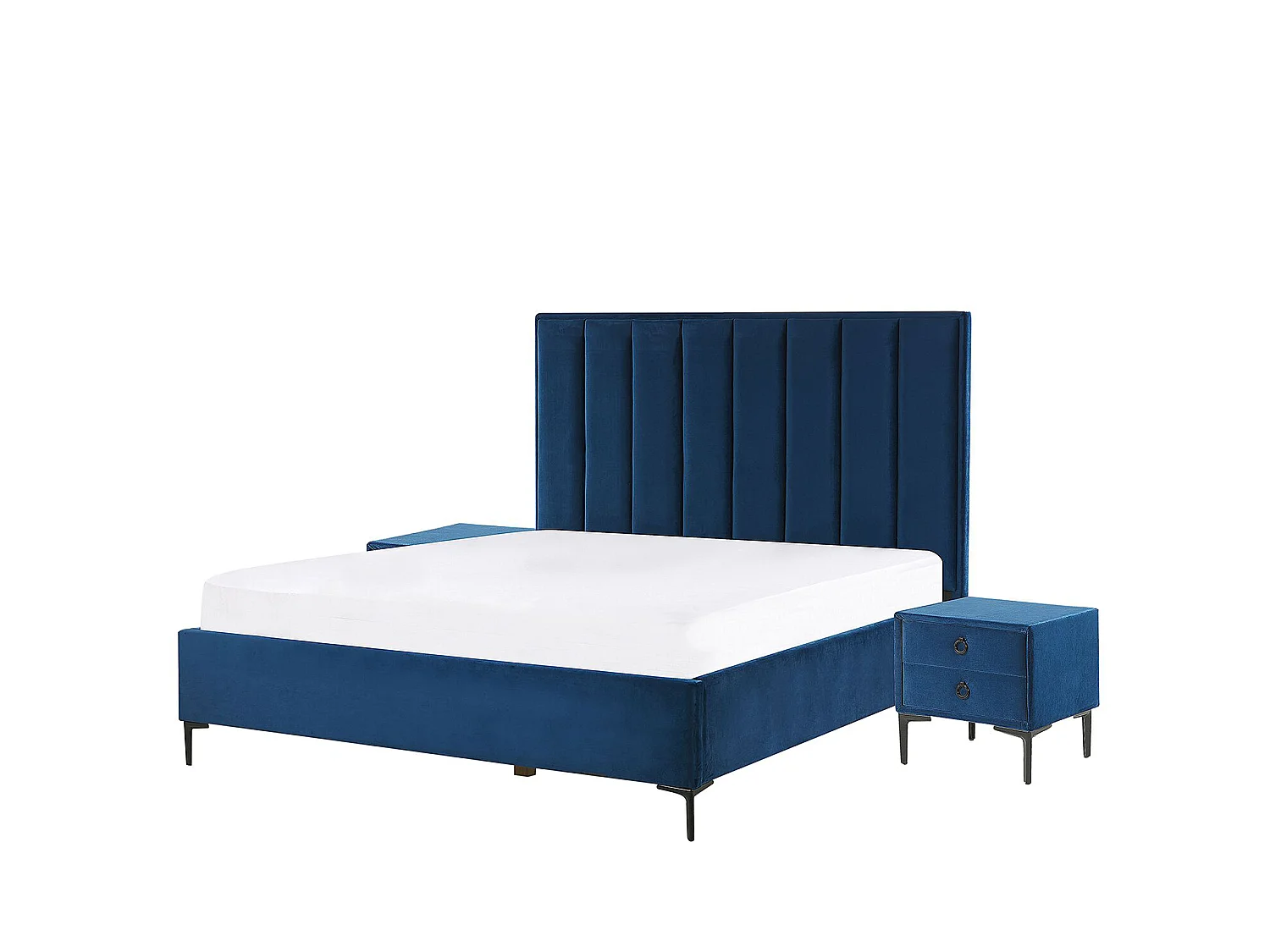 Slaapkamerset Fluweel SEZANNE 140 x 200 cm Marineblauw