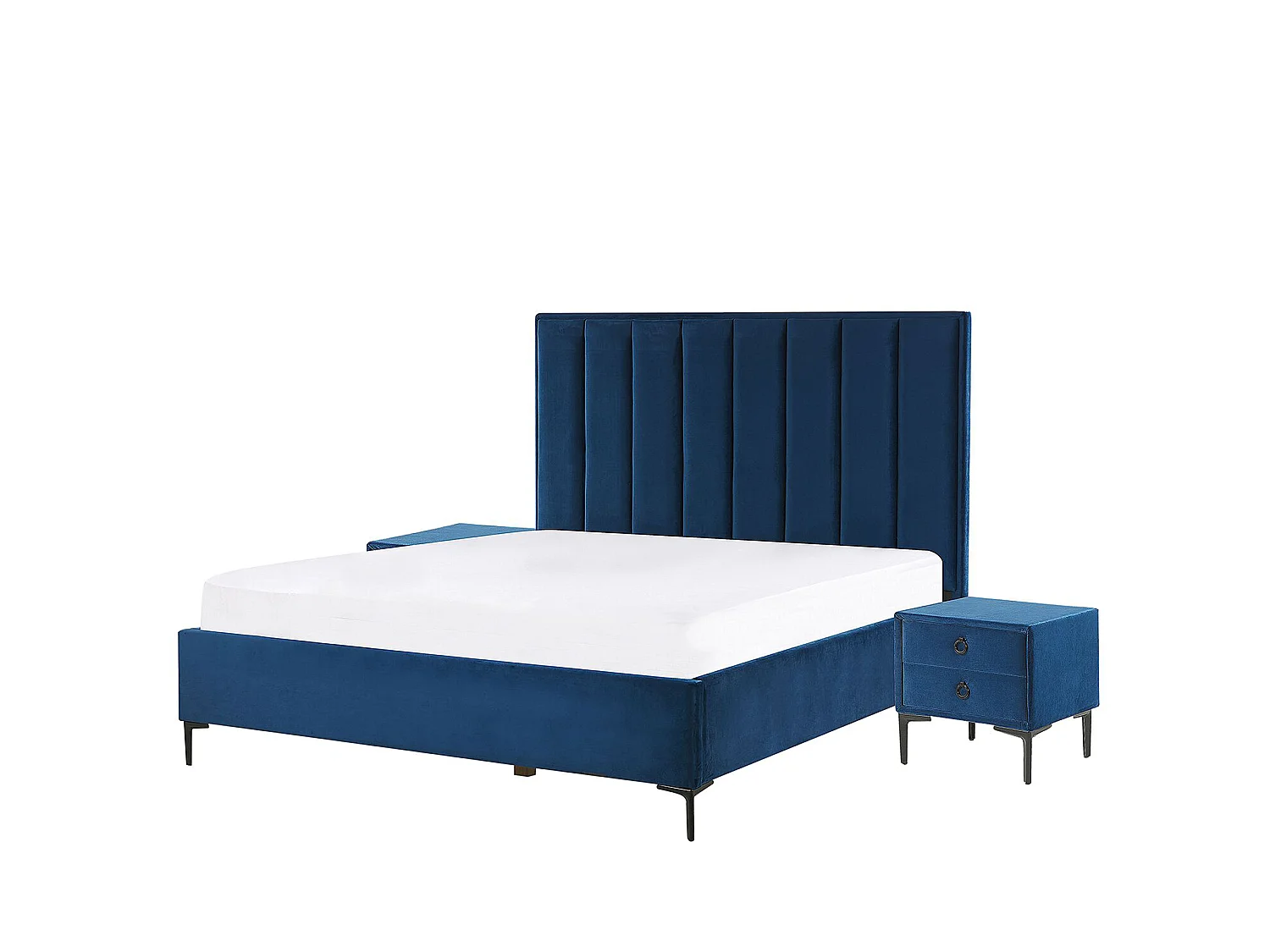 Set da camera da letto Velluto SEZANNE 140 x 200 cm Blu marino