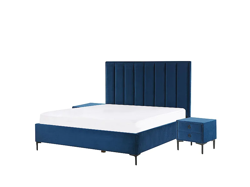 Set da camera da letto Velluto SEZANNE 140 x 200 cm Blu marino
