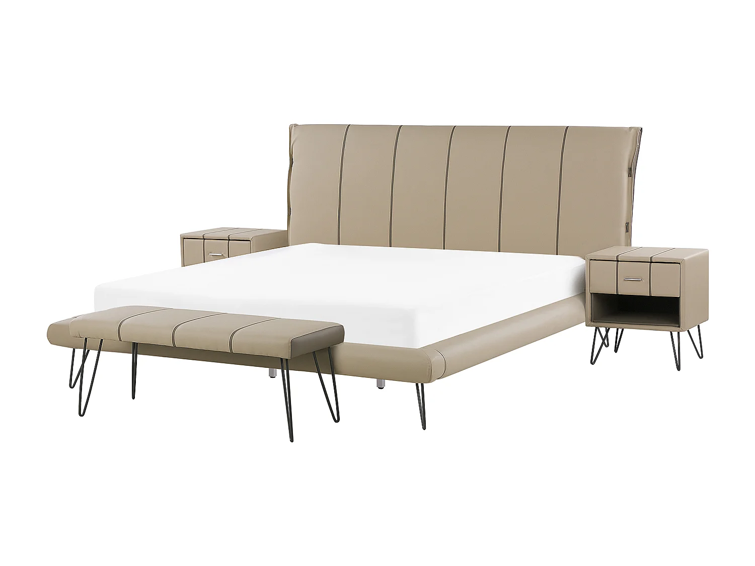 Slaapkamerset Kunstleer BETIN 180 x 200 cm Zandbeige