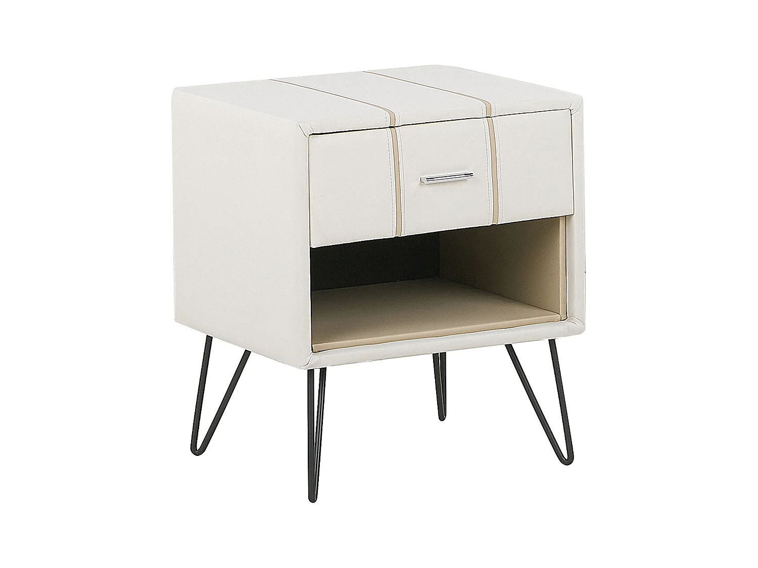 Conjunto de quarto de dormir Pele sintética BETIN 160 x 200 cm Creme