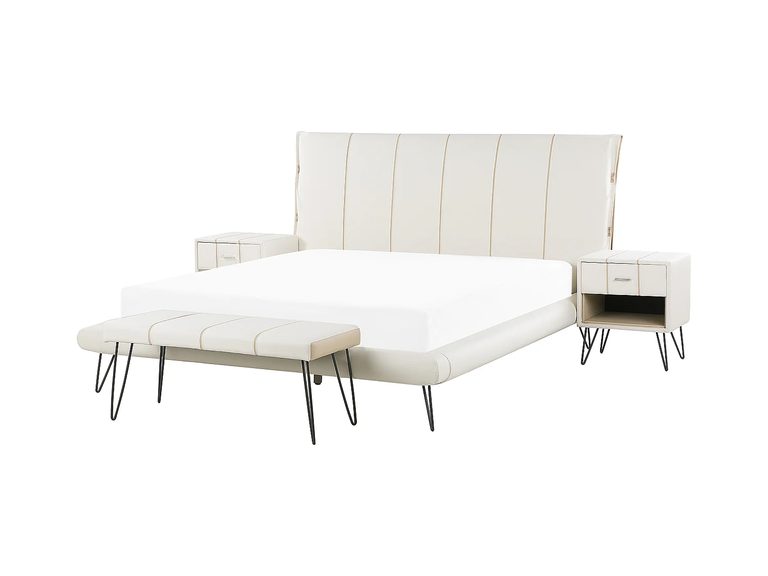 Slaapkamerset Kunstleer BETIN 160 x 200 cm Crème