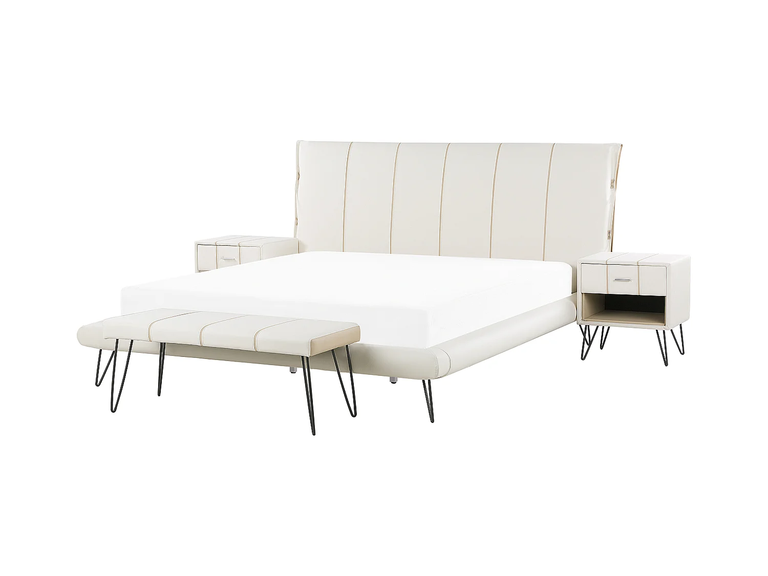Slaapkamerset Kunstleer BETIN 180 x 200 cm Crème