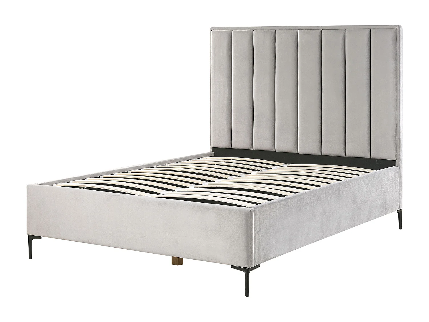 Schlafzimmer Set Samtstoff SEZANNE 140 x 200 cm Hellgrau