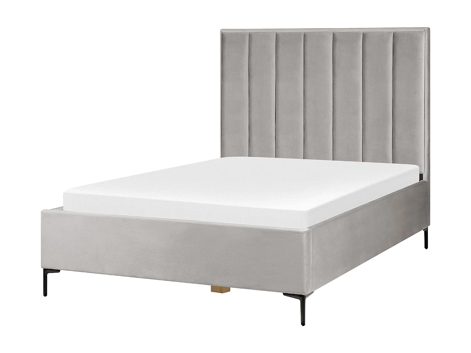 Schlafzimmer Set Samtstoff SEZANNE 140 x 200 cm Hellgrau