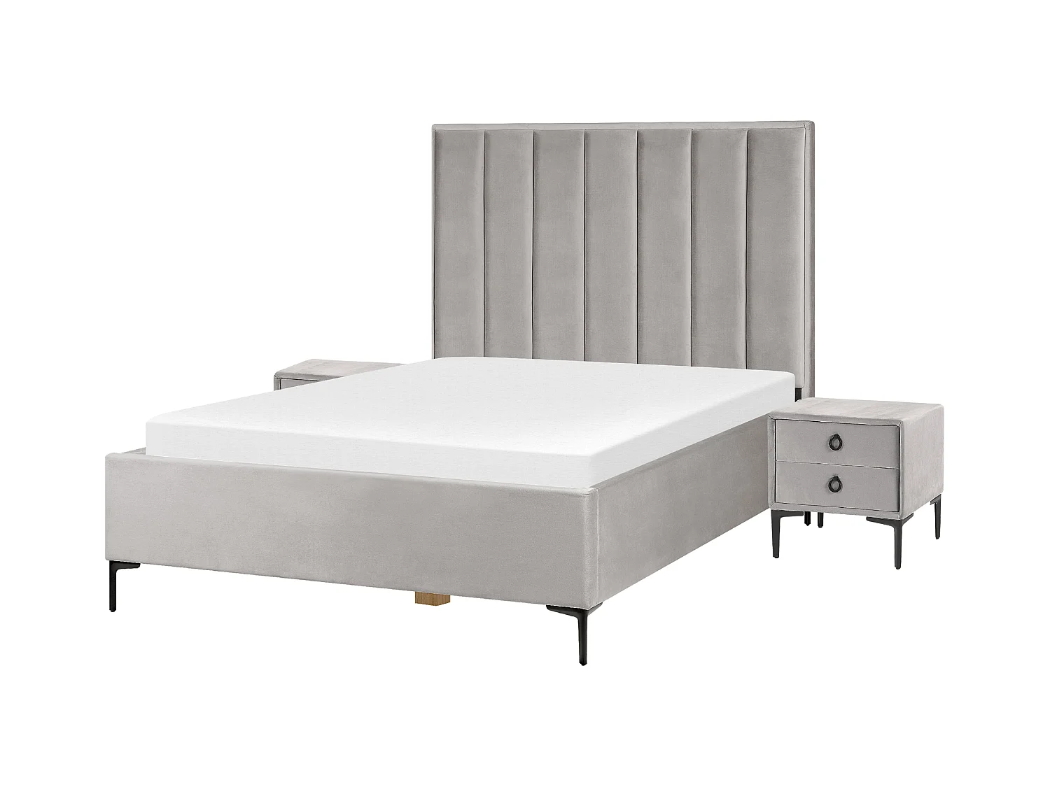 Ensemble de chambre Velours SEZANNE 140 x 200 cm Gris clair