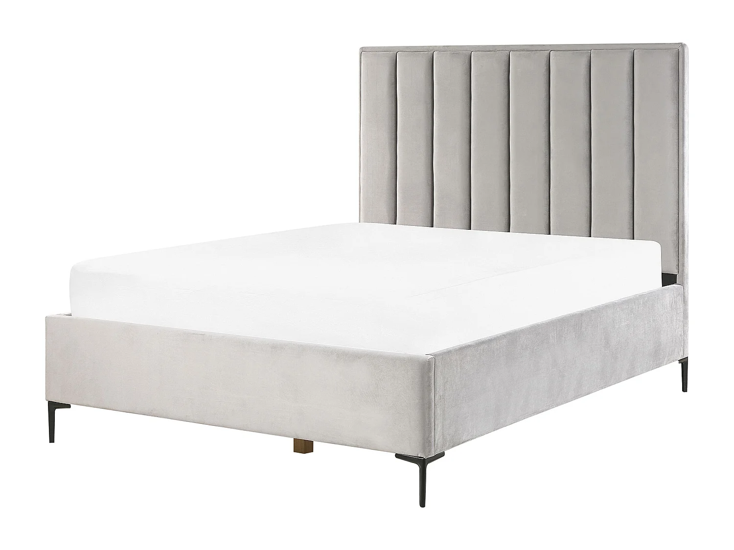 Schlafzimmer Set Samtstoff SEZANNE 140 x 200 cm Hellgrau