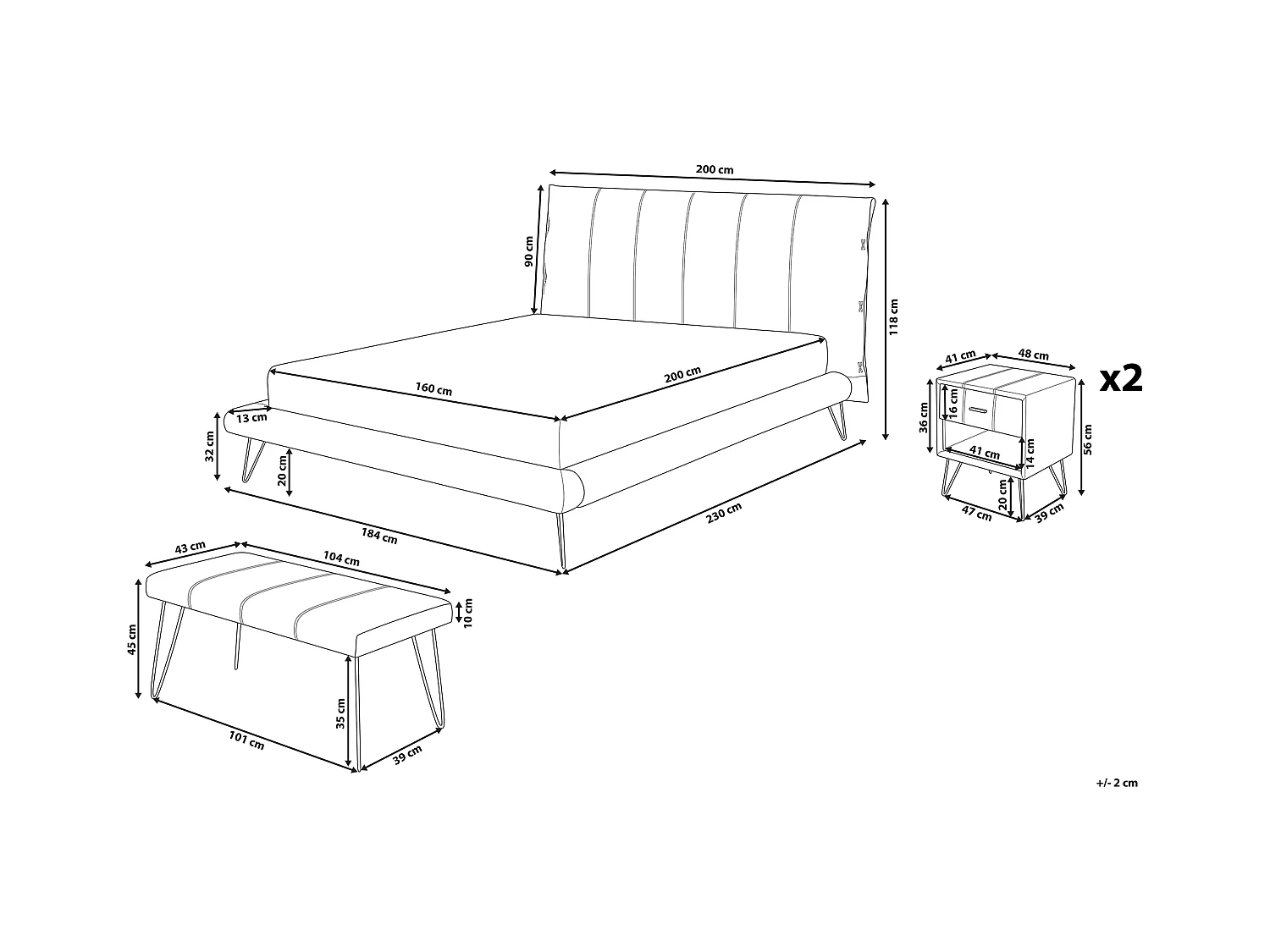Set da camera da letto Pelle sintetica BETIN 160 x 200 cm Beige sabbia