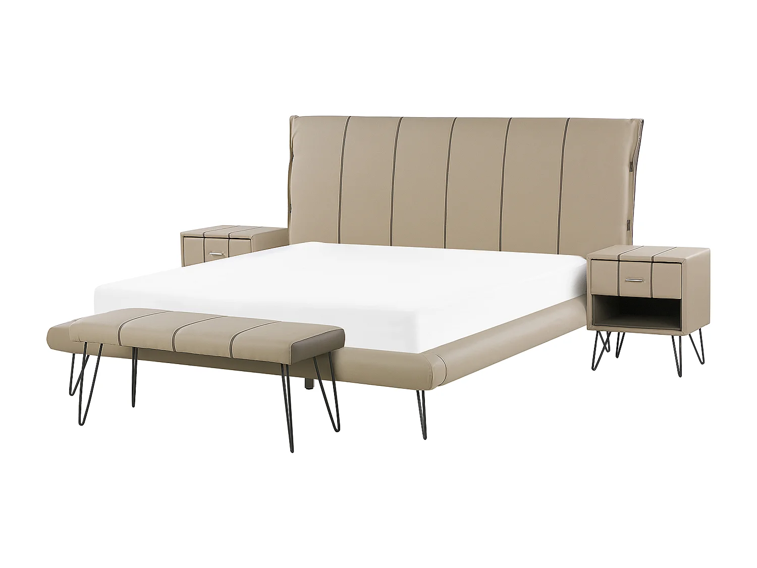 Slaapkamerset Kunstleer BETIN 160 x 200 cm Zandbeige