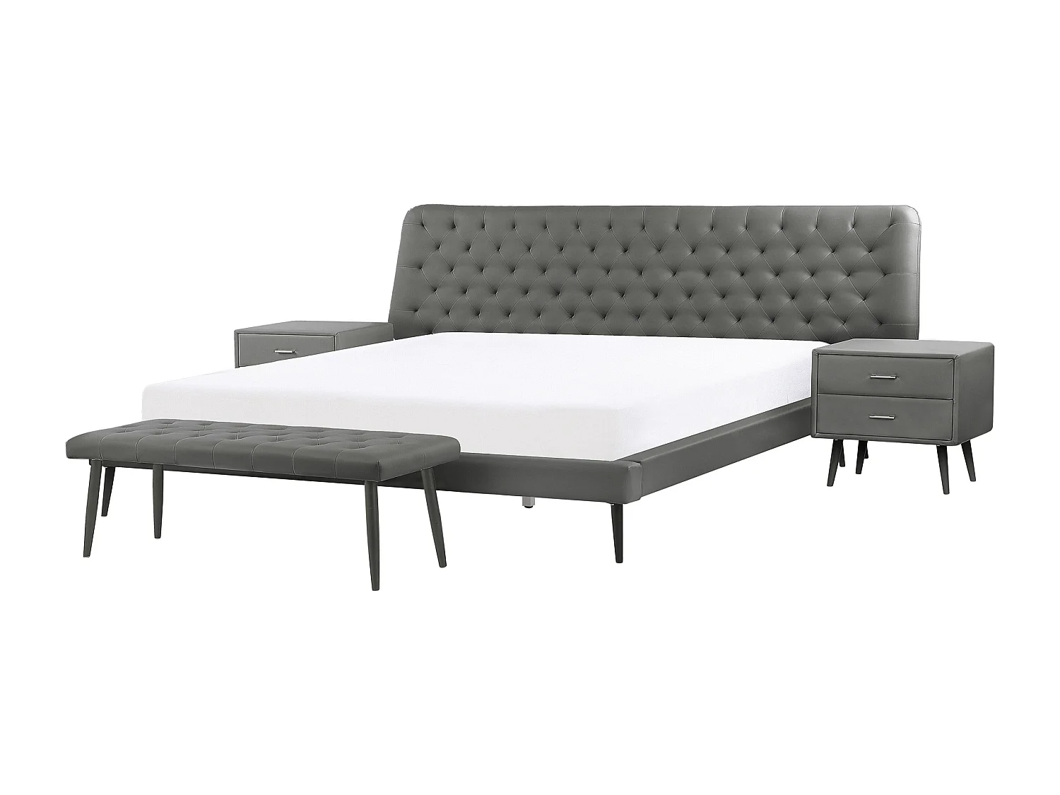 Conjunto de dormitorio Piel sintética ESSONNE 160 x 200 cm Gris
