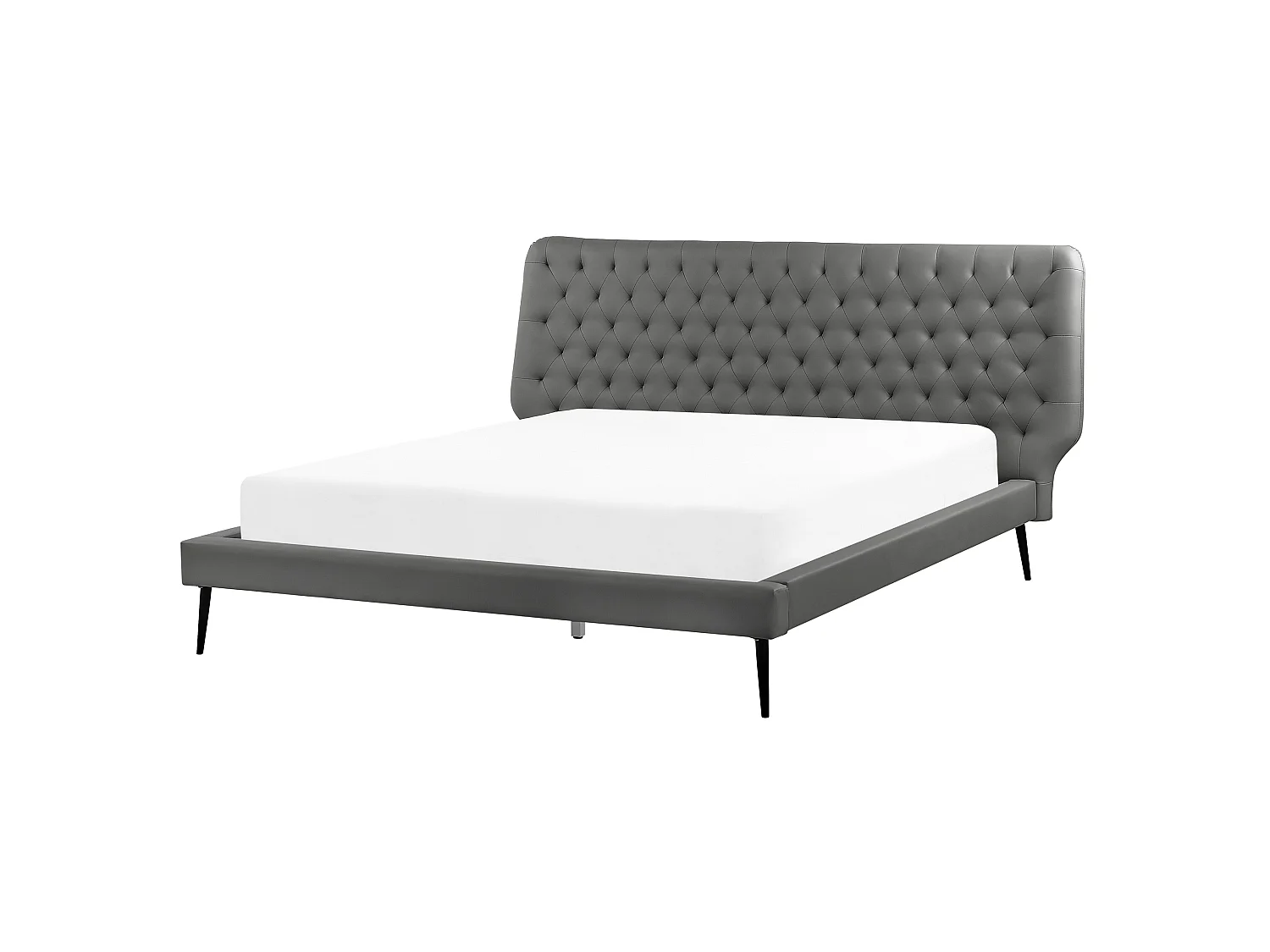 Ensemble de chambre Cuir PU ESSONNE 160 x 200 cm Gris