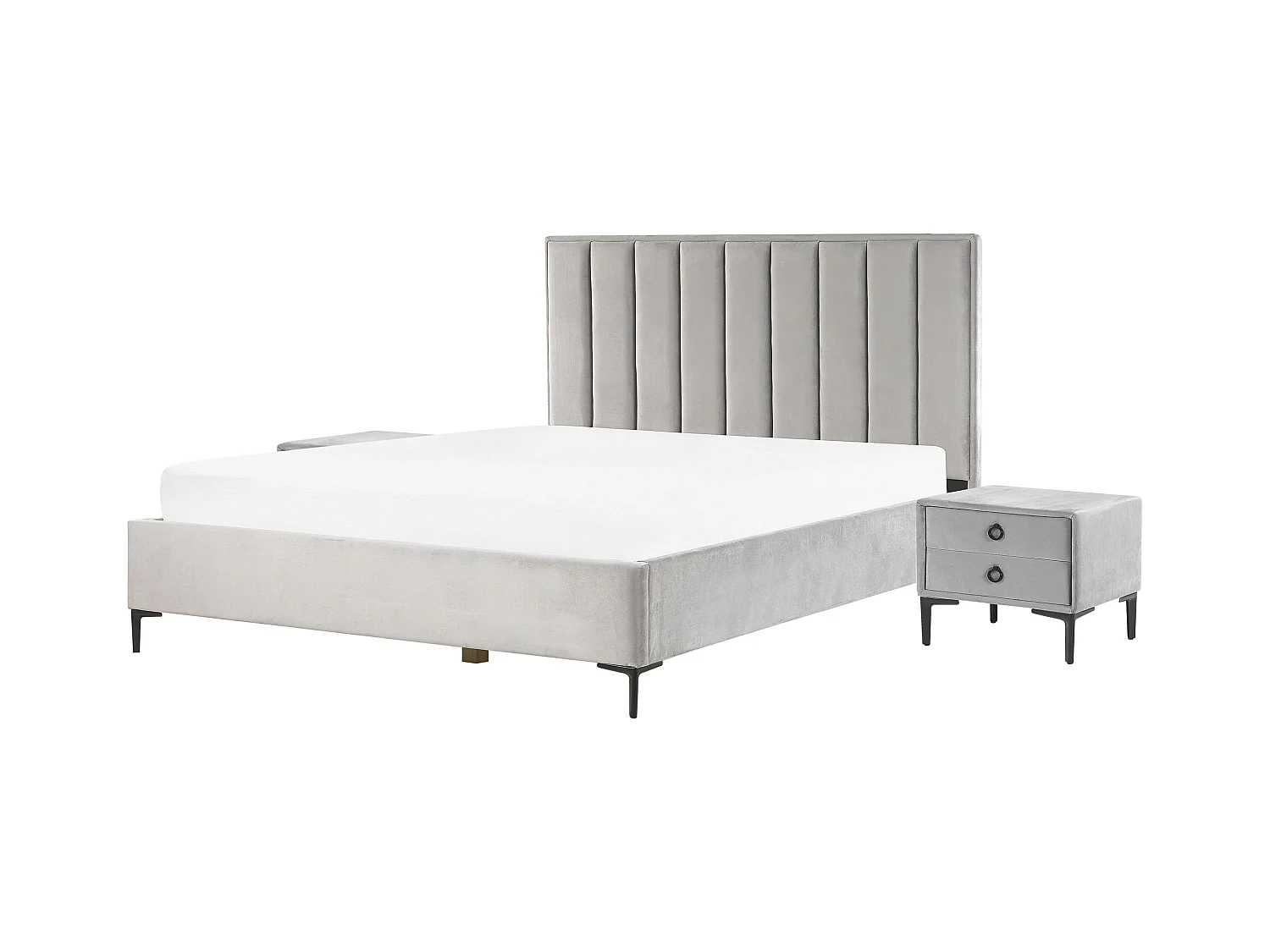 Ensemble de chambre Velours SEZANNE 180 x 200 cm Gris clair