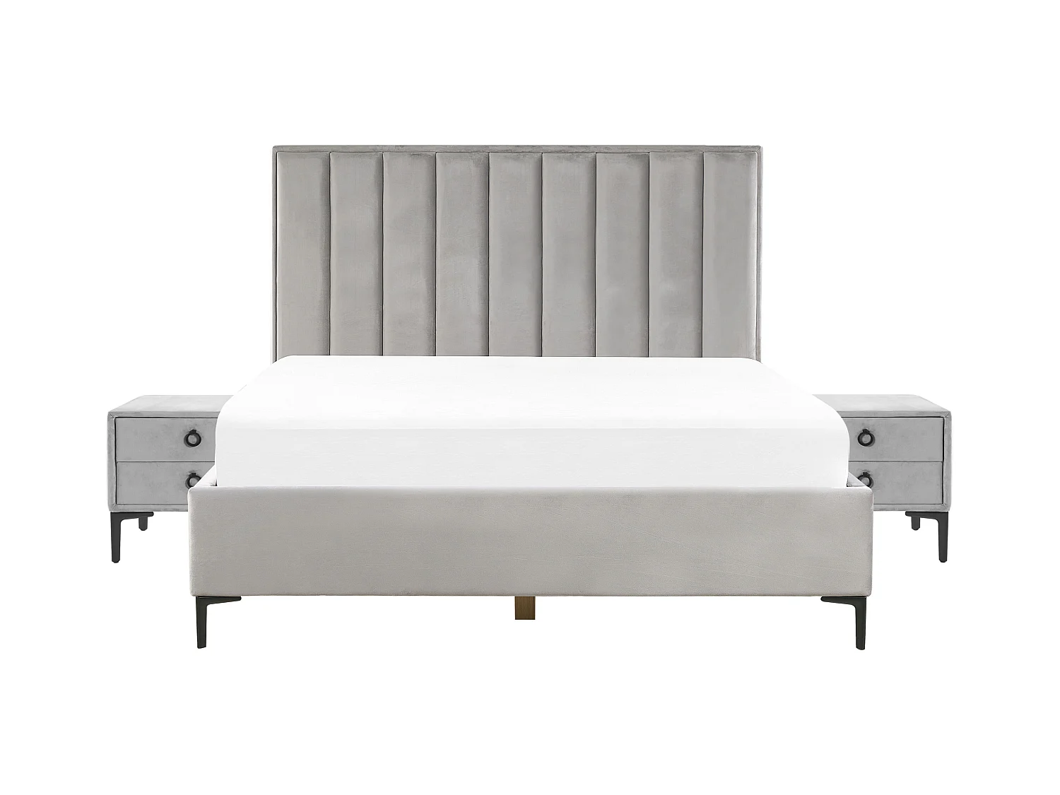 Ensemble de chambre Velours SEZANNE 180 x 200 cm Gris clair