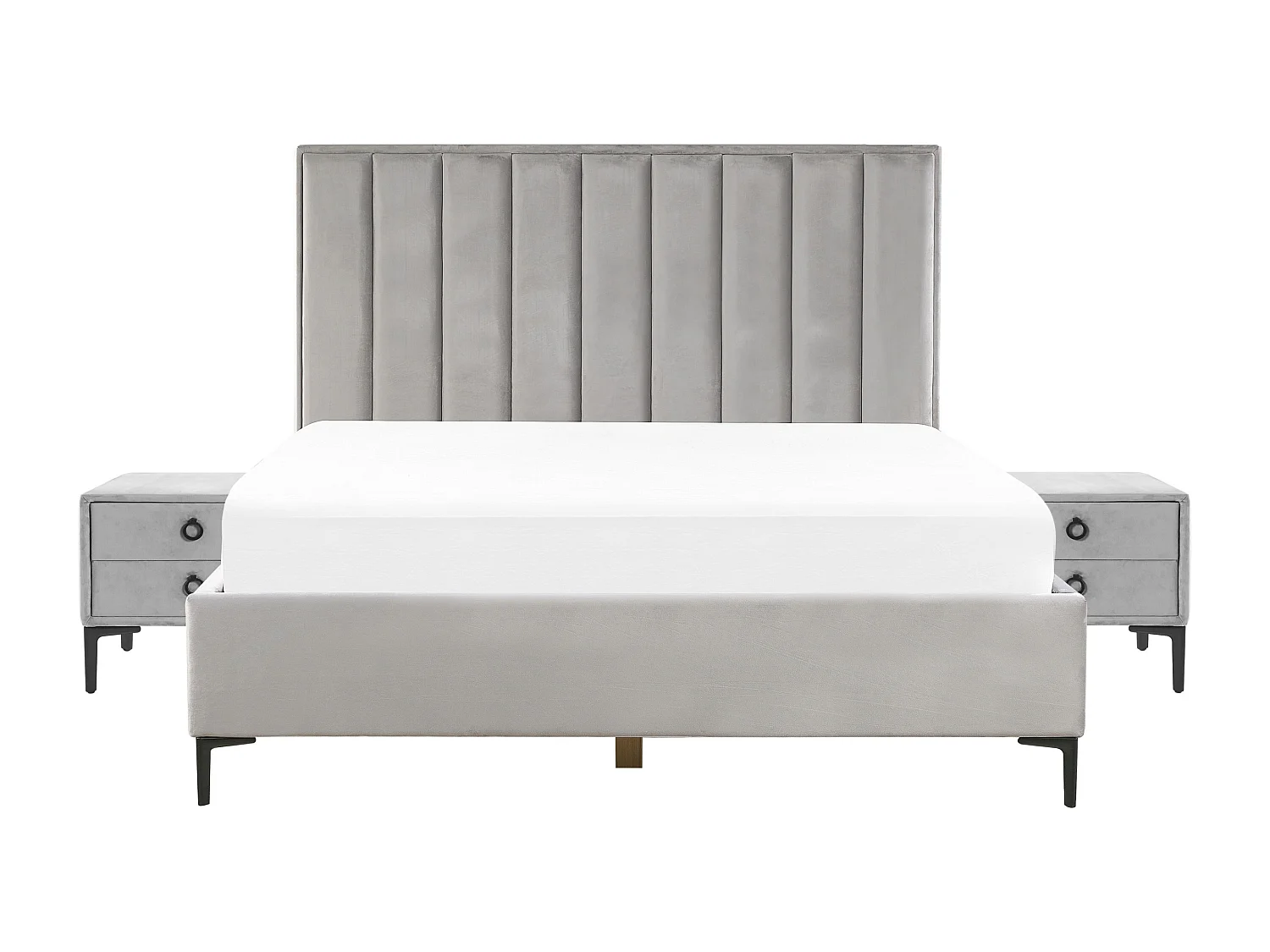 Set da camera da letto Velluto SEZANNE 180 x 200 cm Grigio chiaro