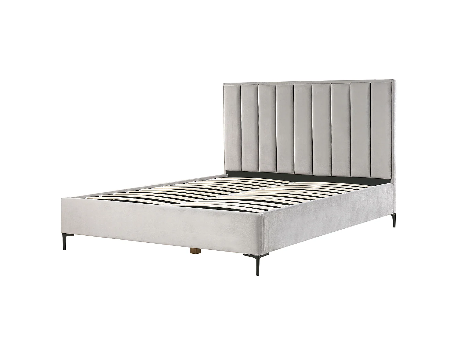 Schlafzimmer Set Samtstoff SEZANNE 180 x 200 cm Hellgrau