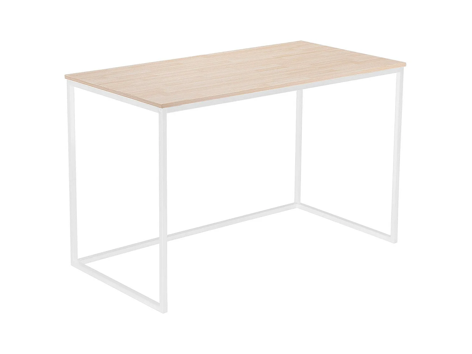 Bureau MIA - Plateau couleur chêne nordique, 19 mm d'épais. Pieds en métal blanc. 120x60x75cm