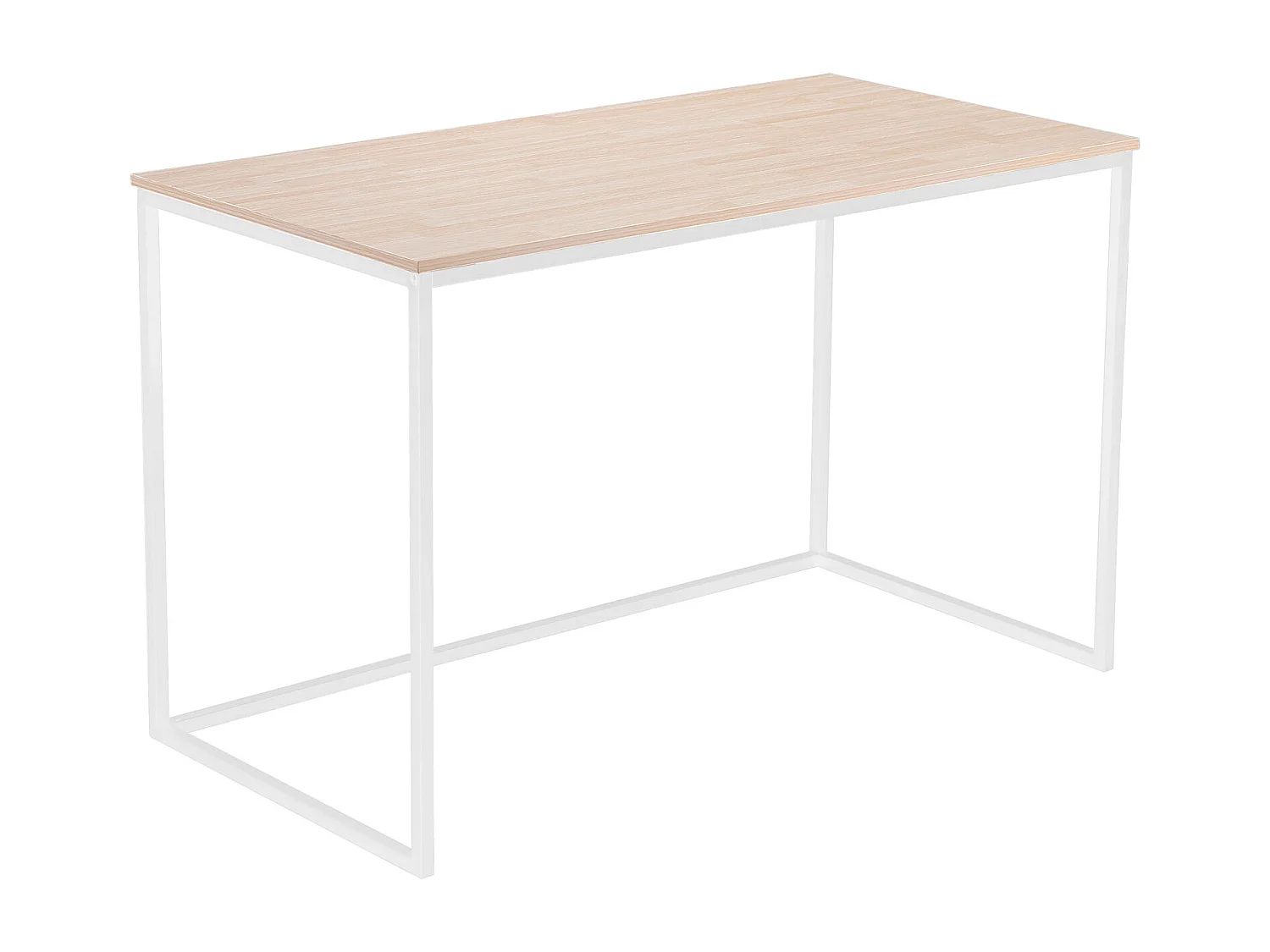 Bureau MIA - Plateau couleur chêne nordique, 19 mm d'épais. Pieds en métal blanc. 120x60x75cm