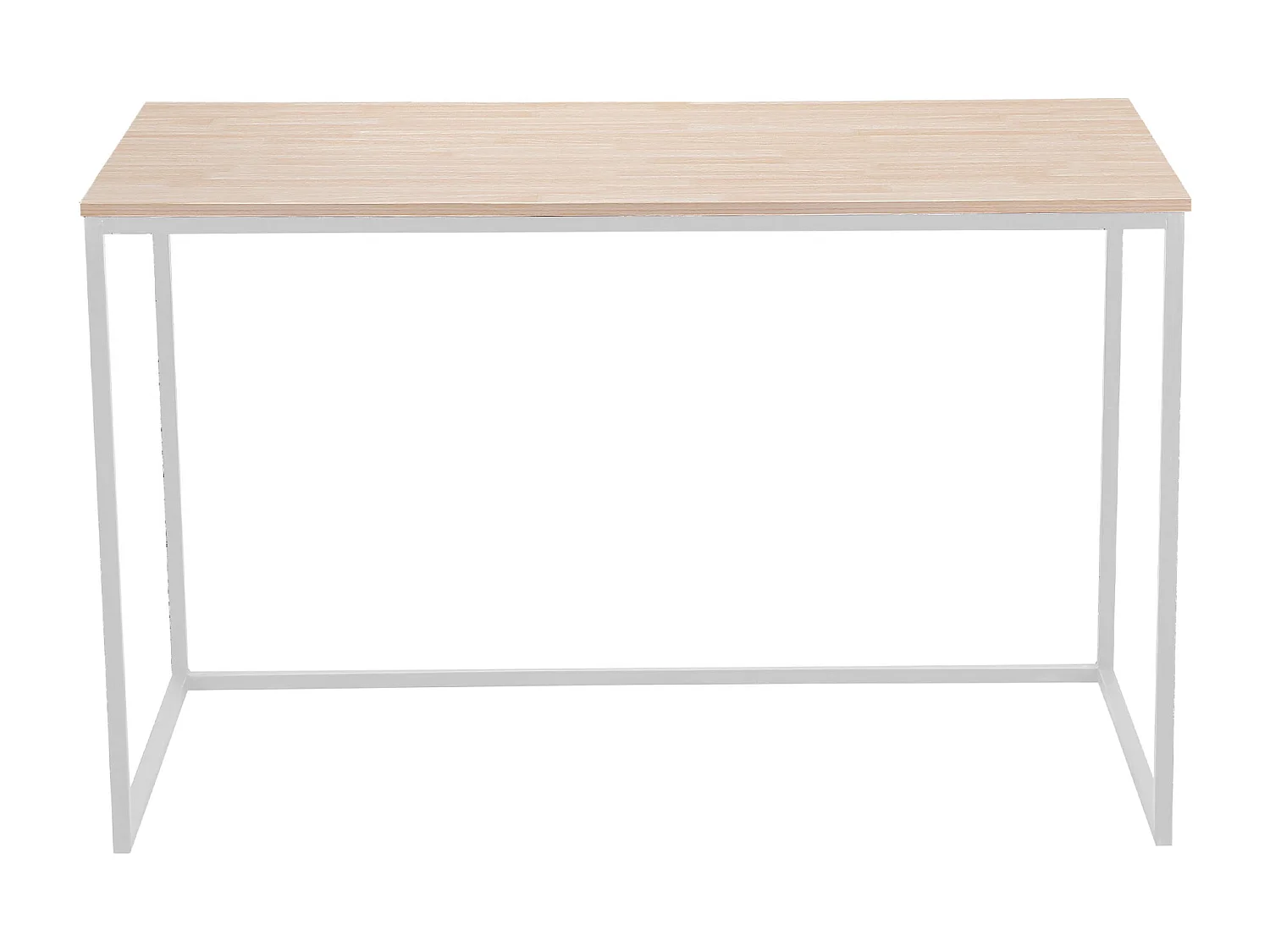Bureau MIA - Plateau couleur chêne nordique, 19 mm d'épais. Pieds en métal blanc. 120x60x75cm