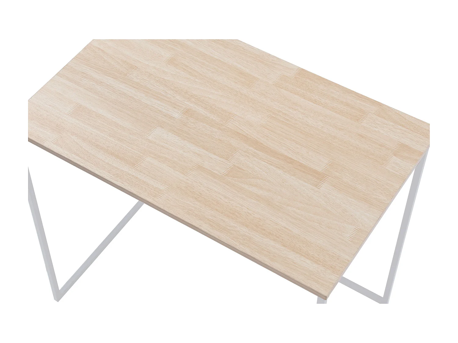 Bureau MIA - Plateau couleur chêne nordique, 19 mm d'épais. Pieds en métal blanc. 120x60x75cm