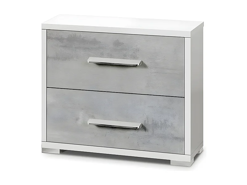 LANA - Chevet 2 Tiroirs Façades Aspect Ciment